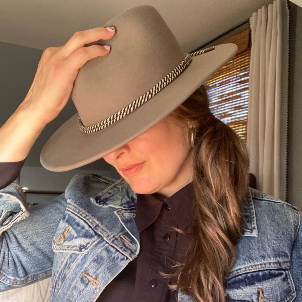 Brixton Gray Hat with Black and White Band